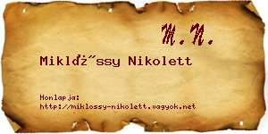 Miklóssy Nikolett névjegykártya