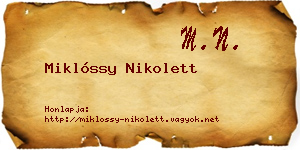 Miklóssy Nikolett névjegykártya